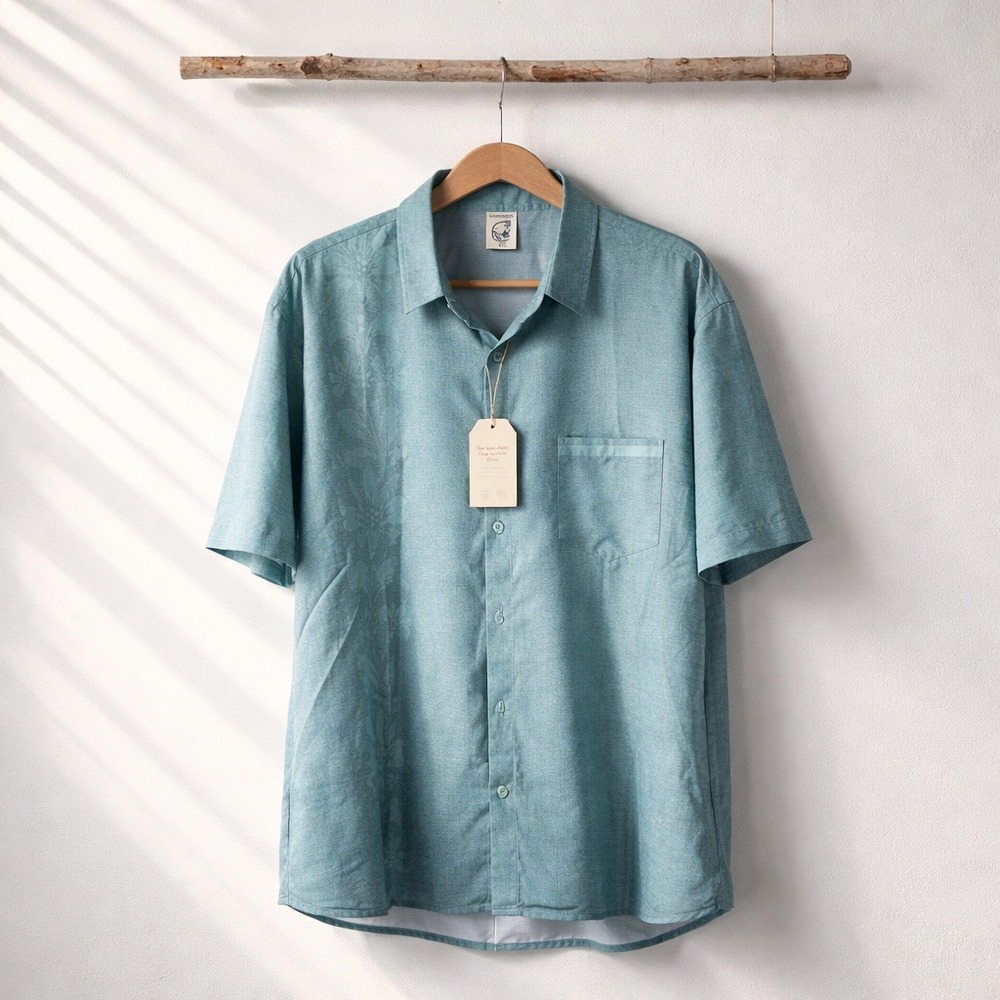 Hardaddy Mens XXL Short Sleeve Button Up Hawaiian Aloha Shirt Green Hibiscus NWT